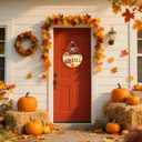 Hello Fall Decor Sign Pumpkin Welcome Signs Warming Autumn Wooden Front Door Signs for Home Decorations 12x12 Inch