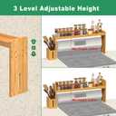 Bamboo Over the Stove Shelf,3 Level Adjustable Height with Side Storage Bin