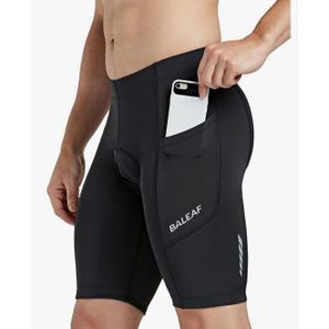baleaf Men's Padded Bike Shorts Cycling Road Biking Riding Bicycle Cycle Wear Pockets UPF 50+ MTB Accessories Tights Black M