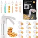 Cookie Press White - Spritz Cookie Press Kit with 12 Discs & 6 Piping Tips | Perfect for Thanksgiving Christmas, Baking & Cake Decorating