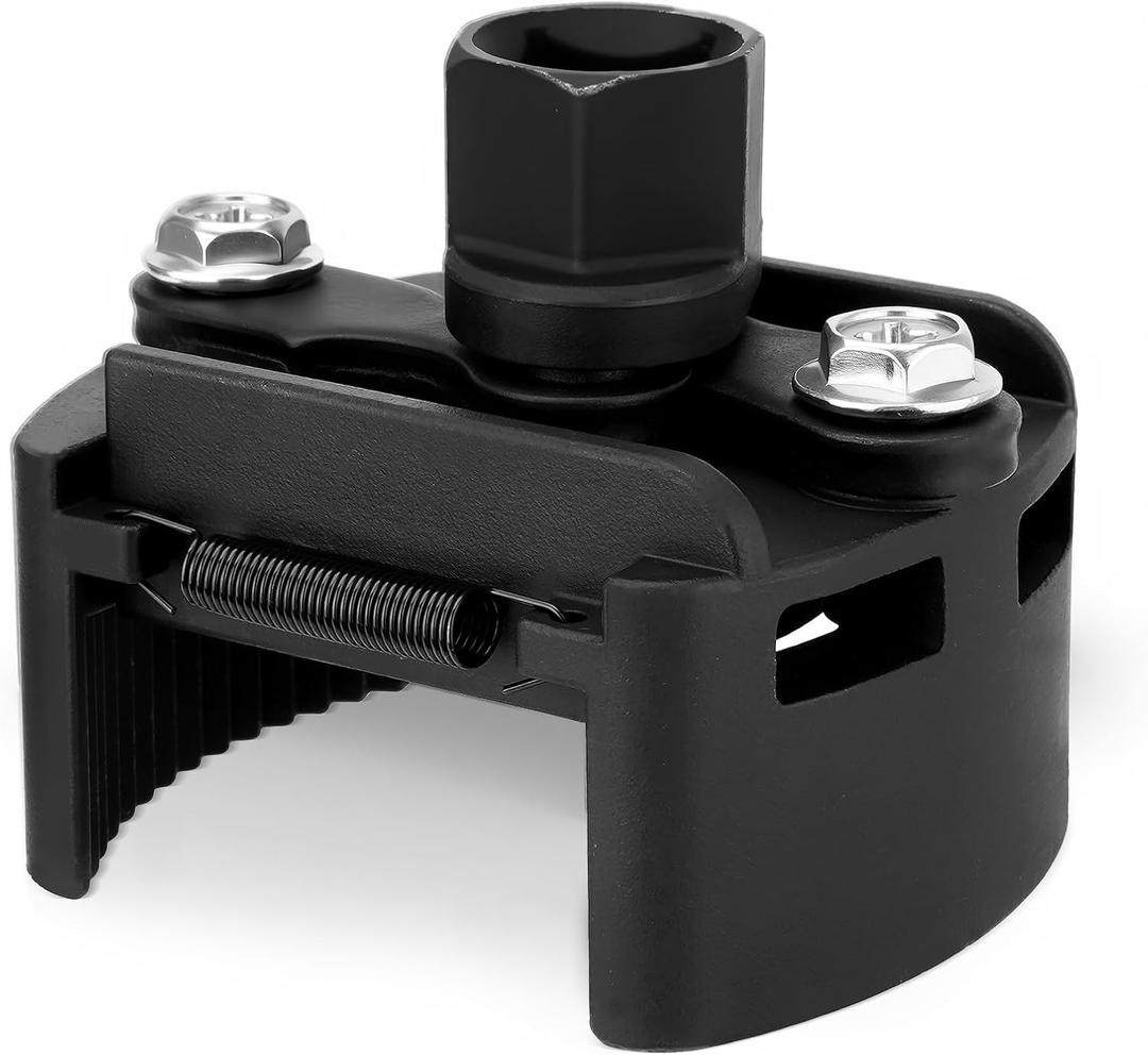Universal Adjustable Oil Filter Wrench 2-3/8 to 3-1/8 Inch (60-80mm) Cap Style Tool, 1/2" Drive Removal Tool with Non-Slip Serrated Jaws  Fits Small to Medium Spin-on Filters, UTVs, JetSkis