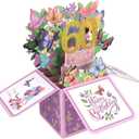 Penitue Happy 60th Birthday Pop-Up Card, 60 Year Old Colorful Butterfly & Flower 3D Birthday Greeting Card with Envelope Cool Birthdays Popup Box for Wife Husband Mom Dad Aunt Uncle Sixty Gifts