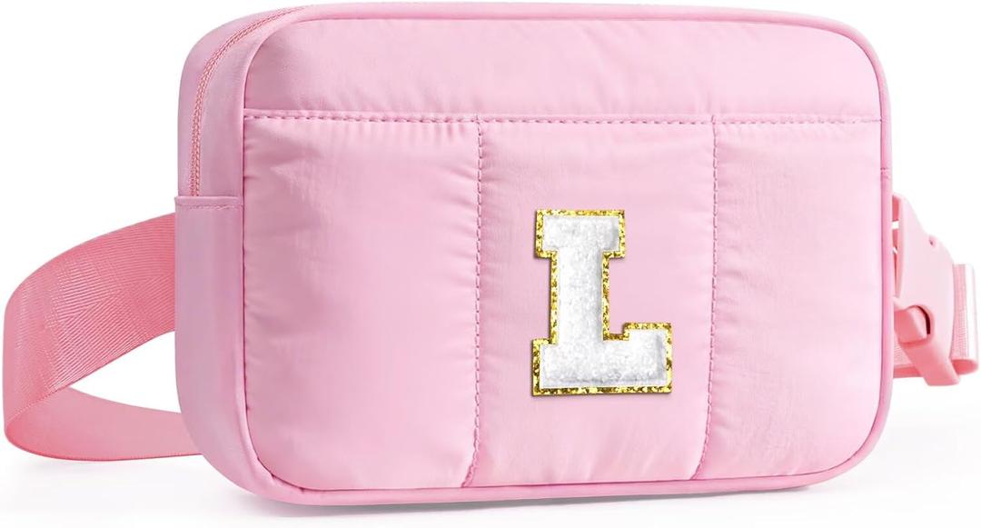 YOOLIFE Teen Girls Gifts Trendy Stuff - 8 9 10 11 12 13 14 15 16 17 18 Year Old Girl Birthday Gifts, Initial Fanny Pack Belt Bag Crossbody Bag, Pink L