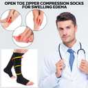 Nuanchu 3 Pairs Open Toe Zipper Compression Socks 20-30mmhg Zipper Compression Toeless Knee High Socks for Men Swelling Edema(XL,Black, White, Dark Gray)