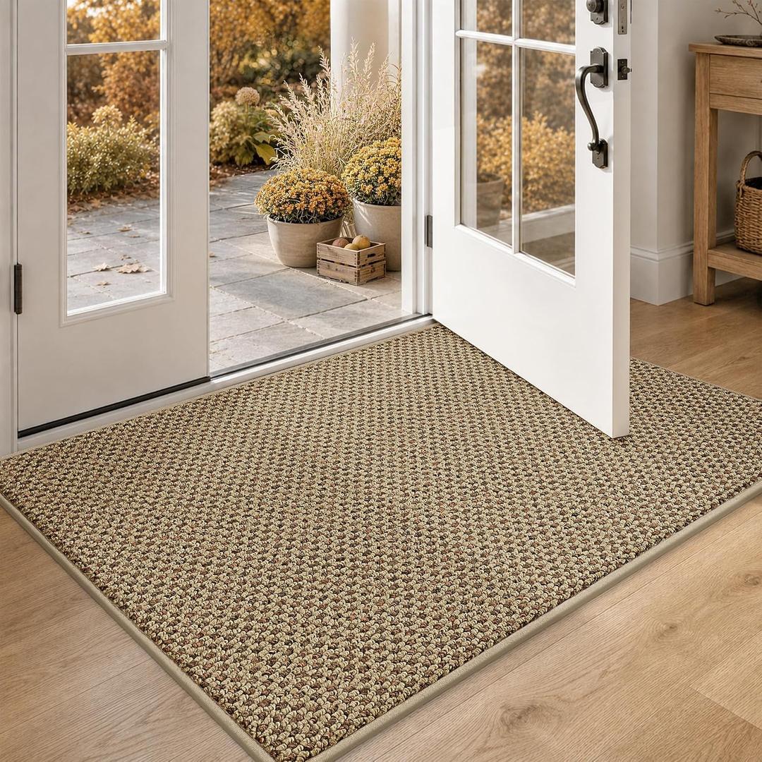 COSY HOMEER Door Mat Non-Slip Entryway Rugs Dirt Trapper, 32"x48", Beige