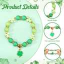 Landical 12/25/50 Sets St. Patrick's Day Bracelets Set Lucky Clover Adjustable Bracelet Green Beaded Stretch Bracelet with Good Luck Wish Cards Mesh Bags for Women Men Irish Party Favors