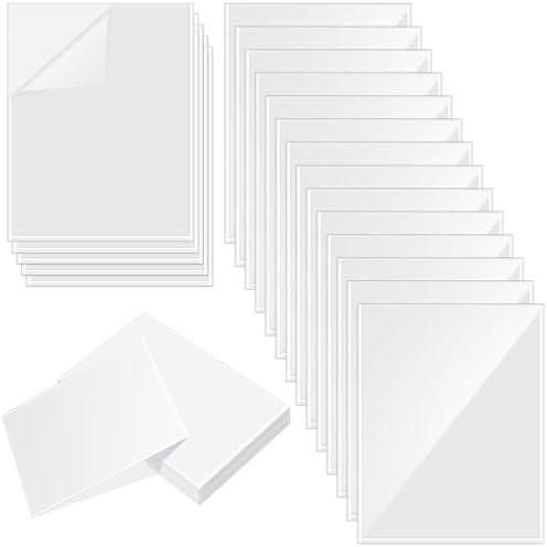 Gueevin 100 Pcs 5 x 8 Inch Self Adhesive Display Pockets Peel and Stick Clear Paper Sleeves Wall and Door Communication Clear Adhesive Sheet Protector Letter Size Plastic Sheet Protectors
