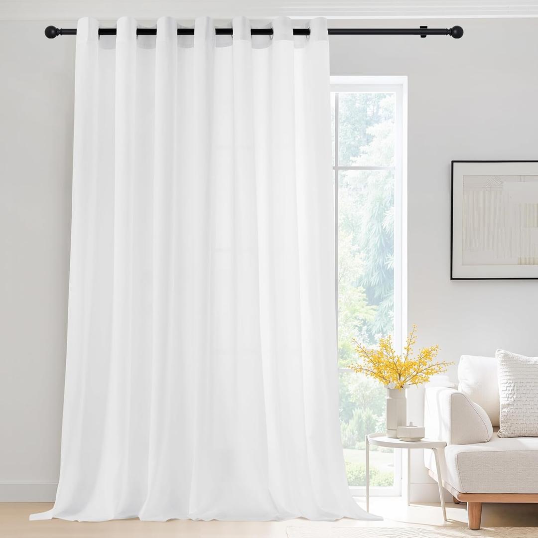 NICETOWN Non-See-Through Patio Sliding Door Curtain, W100 x L96 in, Privacy & Light Filtering Room Divider, Curtian for Sliding Glass Door, Bedroom, Living Room Big Window Treatments, White, 1 Panel