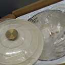 Enameled Cast Iron Dutch Oven - 7.5QT Pot with Lid & Cotton Potholders - Heavy-Duty Cookware for Braising, Stews, Roasting, Bread Baking, Oven Safe up to 500 F & Across All Cooktops, Cream White