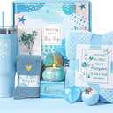 Birthday Gifts for Women Self Care Get Well Soon Gifts, Ocean Relaxing Spa Kit Bath Gift Basket Care Package w/ Flannel Blanket 40 OZ Tumbler, Mother's Day Gift for Mom Her Wife Girlfriend Sister