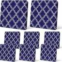 pickyNproud 8Pcs Patio Cushion Covers Stretch Outdoor Couch Cushions Slipcovers Replacement Washable Furniture Protector with Elastic Bottom Sofa Chair Seat Cover, Deep Blue