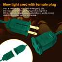 Lighting System, 9.8Ft Green Accessory Cord with 5LED C7 Spare Fuse Bulbs, Blow Mold Lights Cord with Female Plug, Perfect for Halloween Christmas Village and Homemade Craft Decorations