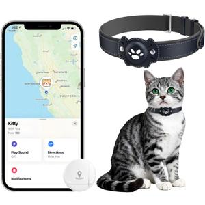 2-in-1 GPS Tracker for Cats: Smart Pet Collar with Real-Time Tracking,No Monthly Fee/Subscription (iOS & Android) Waterproof, Anti-Lost,365-Day Long Battery Life GPS Tracker Cat Collar (Blue)