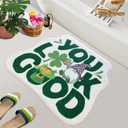SHIYUE You Look Good St Patrick Shamrock Gnome Bath Mat, Cute Lucy Bathroom Rug, Soft Absorbent Water Non Slip Superior Microfiber Cool Shower Leprechaun Decor(21"x25"Green)