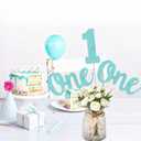 Light Blue 1st Glitter Birthday Centerpiece Sticks 12PCS Number 1 Table Topper One Centerpieces for Tables Anniversary Party Decorations First Birthday Party Supplies