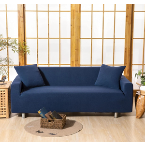 Daesar Sofa Cover Stretch, Couch Covers for Cushion Couch Loveseat Solid Color Checkered Pattern Sofa Cover Navy Blue 