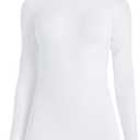 Runhit Women's Long Sleeve Compression Shirt Workout Tops Athletic Base Layer Gym Yoga Running Sports Gear Quick Dry UPF 50+ (White, L)
