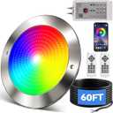 LED Pool Lights for Inground Pool with 3 Control Way (App/Remote/Manual Controller), 54W 10 Inch Color Changing Underwater Swimming Pool Light for 10" Large Wet Niches - 60FT
