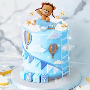 LaVenty Blue Airplane Cake Topper Airplane Cake Decorations Plane Cake Topper for Time Flies 1st Birthday Decorations Airplane Birthday Baby Shower Decorations