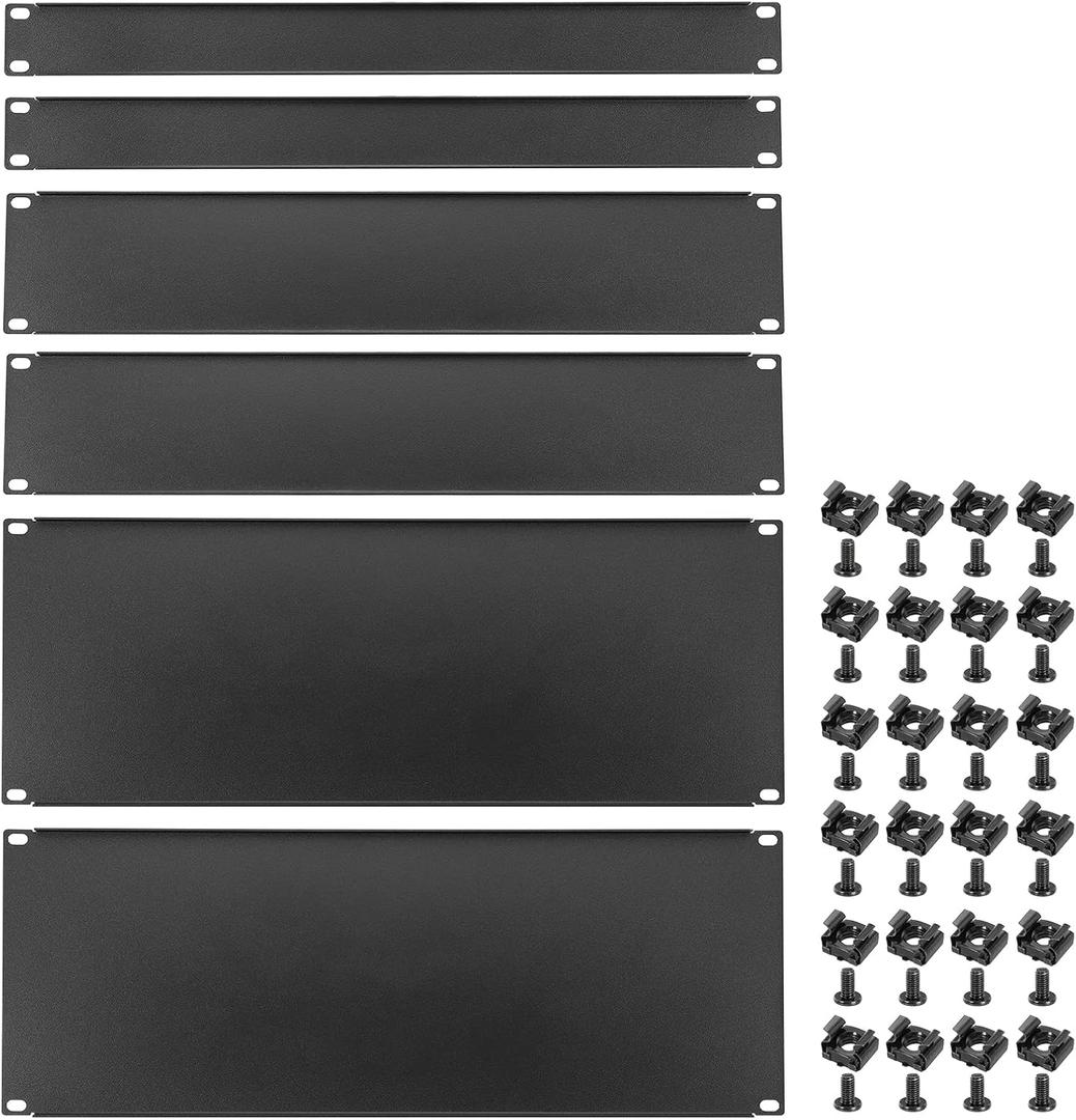 PATIKIL 6 Pcs 1U,2U,4U Blank Panel Metal Rack Mount, 19 Inches, Filler Panel Mount Spacer Rack Blanking Panel Kit for Enclosure Server Rack Cabinet Black, 19 inches x 7 inches x 0.05 inches
