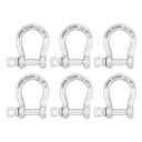 SHONAN 1/4" Small Bow Shackles, Marine Grade D Ring Shackle, 6 Pcs Stainless Steel Shackles Screw Shackles for Chain or Strap, 480 Lbs Capacity
