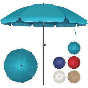 Blissun 6.5ft Patio Umbrella with Push Button Tilt & Height Adjustable, UV50+ Sun Protection with Sturdy Fiberglass Ribs & Iron Pole, Market Umbrella for Outdoor Table Garden Backyard Beach, Cerulean