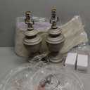 Gray Table Lamps for Bedroom Set of 2 with USB Port, Vintage 3-Way Dimmable Touch Control Nightstand Lamps, Bedside Lamps for Living Room, Farmhouse Lamps with Tapered Linen Drum Shade, Bulbs Included