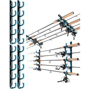 Ghosthorn Fishing Rod Holders for Garage Fishing Pole Holders Ceiling or Wall Mounted Rod Rack Garage Storage Organizer Fishing Gear Equipment for Men Women (Blue, 2 Packs)