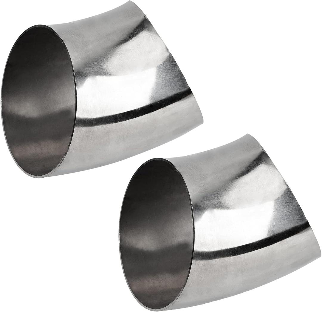 4 Inch Stainless Steel Exhaust Bend Tube 45, 2 Pcs Thicken 1.5mm 304 Stainless Steel Exhaust Elbow Pipe for Car Modified Exhaust System