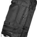 Amazon Basics 30-Inch Large Rolling Duffle Bag with Wheels and Handle, Travel Duffle Bag with Durable Ripstop Polyester Material, 2 Layers of Space, Multiple Interior and Exterior Pockets, Black