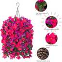 Artificial Bougainvillea Faux Flowers Plants Baskets for Outdoor Outside Decoration, 3PCS Fake Silk Flowers Long Trailing Vines UV Resistant Realistic for Front Door Porch Patio (PurpleHotpink)