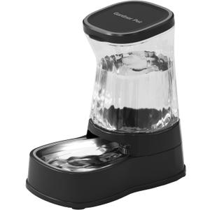 Gardner Pet Automatic Dog Water Dispenser Gravity Stainless Steel Water Waterer Feeder, Large Capacity Water Feeding Bowls for Medium & Large-Sized Dogs Cats Other Pets -(2.1 Gallon) (Dark)