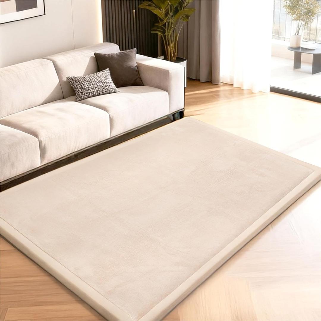 ACOMOPACK Baby Play Mat for Floor,1.3" Thick Memory Foam Area Rug for Living Room,Soft Velvet Crawling with Non-Slip Bottom for Kid,Toddler,39"59" Tummy Time Nursery Rugs,YogaBeige
