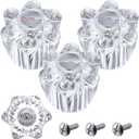 Enhon Shower Knob Replacement, Compatible with Pfister Contessa and Windsor Tub and Shower Faucets, Hot and Cold Faucet Handle Replacement, Newer Style, Clear Acrylic (3 Pieces)