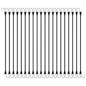 HOXWELL 21" Rubber Bungee Cords with Hooks, 100% EPDM Bungee Cord with 150% Max Stretch, Heavy Duty Bungee Straps for Securing Tarps, Canvases, Cargo, Motorcycle, Weatherproof, Pack of 20