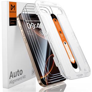 DIMONCOAT 4-Pack TOP 9H+ Glass for iPhone 16 Pro Max Screen Protector [Auto Alignment Kit] [10X Military Protection] Tempered Glass Screen Protector 16 ProMax 6.9 inch Longest Durable Case-Friendly (HD Clear)