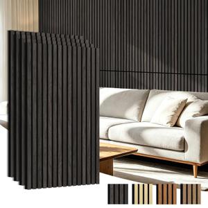 Art3d 47 x 23.6 in Acoustic Wood Slat Design Wall Panels, 4-Pack, Grey Oak | Lightweight, Noise Reduction, Crack Resistant, Sustainable, Easy Installation, for Office, Living Room, Bedroom Wall Decor