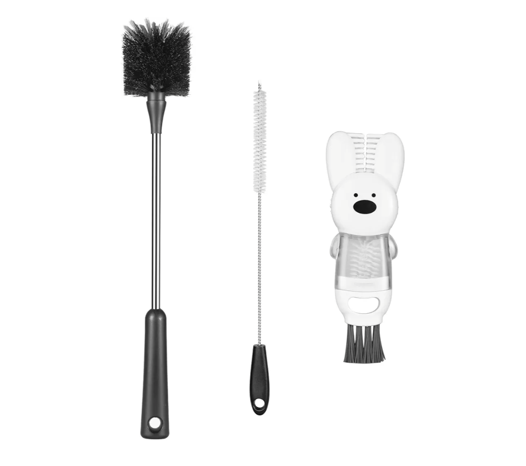 [3 Pack] Bottle Brushes, Stainless Steel Long Handle Water Bottle Scrub Cleaning Brush Set Including Straw & Lid Cleaner for Baby Bottles, Sports Cups, Coffee Mugs, Tumblers