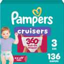 Pampers Diapers - Cruisers 360 - Size 3, 136 Count, up to 100% Leakproof Pull-On Diaper for Active Babies