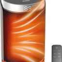 Space Heater, WINHL Small Portable Electric Heaters for Indoor Use with Thermostat and Remote, 70°Oscillation, 12H Timer, 5 Modes, 1500W PTC Ceramic Fast Safety Heat for Office Bedroom Home