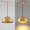 Gold Pendant Light 11.8", Industrial Dome Pendant Lights with Gold Interior, Adjustable Farmhouse Hanging Light for Kitchen Island Dining Room Bedroom Restaurant, 3 Pack