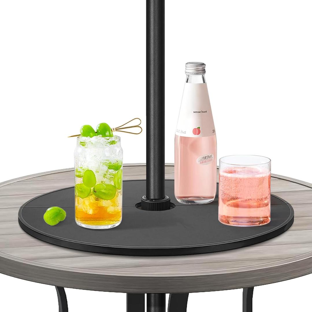 FIRJOY Lazy Susan with Umbrella Hole for Outdoor Patio Table | Patio Umbrella Table Tray - 15.7 inch