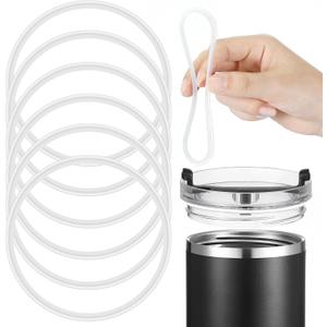 Vesici 6 Pcs 40 oz Tumbler Rubber Lid Seals, Replacement Water Bottle Gasket with Tweezers for Easy Removal, 3.35 Inch O-shaped Resealable Gaskets for 40 oz Tumblers, Glass Jars(Clear)