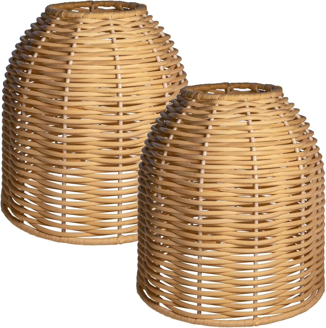 Rattan Lampshade coastal dome shape small lamp shades For Table lamps Hanging lamp pendant light covers replacement traditional shades,set of 2