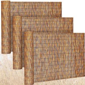 Barydat 3 Pcs 6 x 16.4 ft Reed Fence Roll, 85% Shade Bamboo Privacy Screen, Natural Decorative Reed Fencing for Outdoor Garden Backyard Patio Balcony
