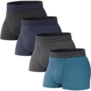 Pair of Thieves Soft Cotton Mens Trunks Underwear Pack (4 Pack) - Tagless Mens Underwear Trunks (Large, Navy)