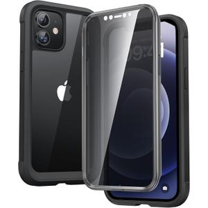 Diaclara Designed for iPhone 12/12 Pro Case, Full Body Rugged with Built-in Touch Sensitive Anti-Scratch Privacy Screen Protector, Soft TPU Bumper Case for iPhone 12/12 Pro 6.1" (Black)