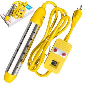 Portable Water Heater  1500W Immersion Heater for Bathtub, Bucket, Hot Tub, and Mini Inflatable Pool  Fast Heating with Rust-Resistant 304 Stainless Steel Cap