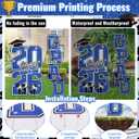 Graduation Yard Sign Class of 2026 Decorations, 4pcs Large Size Blue Black White Congrats Grad 2026 Lawn Yard Sign with Stakes for High School College Indoor Outdoor Graduation Party Decor Supplies