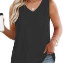 DOLNINE Plus-Size-Womens-Tank-Tops Summer V Neck Sleeveless Shirts Cute Flowy Pleated Blouses Casual Loose Fit Tunics XL